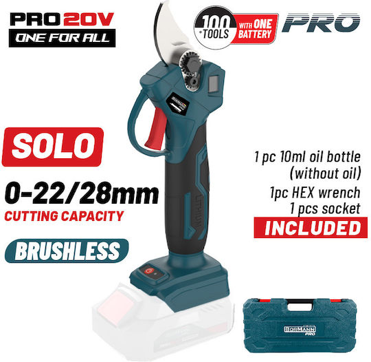 Bormann BBP4128C Ψαλίδι Κλαδέματος Μπαταρίας 20V Solo με Μέγιστη Διάμετρο Κοπής 28mm