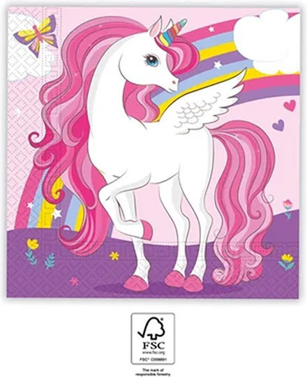 Парти салфетки Unicorn Rainbow Colors 17x17см 20 броя Procos 093760