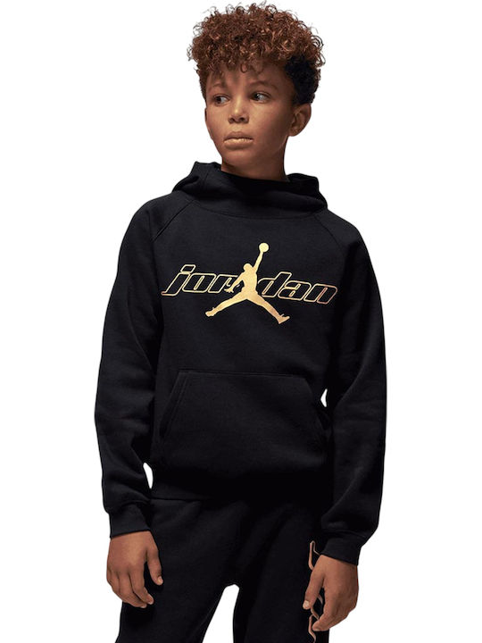 Fleece Kids Sweatshirt with Hood and Pockets Black
