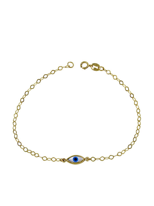 Roloi Kaliamanis Kids Bracelet Chain from Gold 9K with Evil Eye