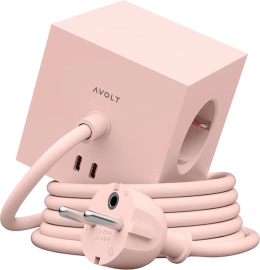 AVOLT PowerCube 3 Positionen mit USB-C und Kabel 1.8m Rosa