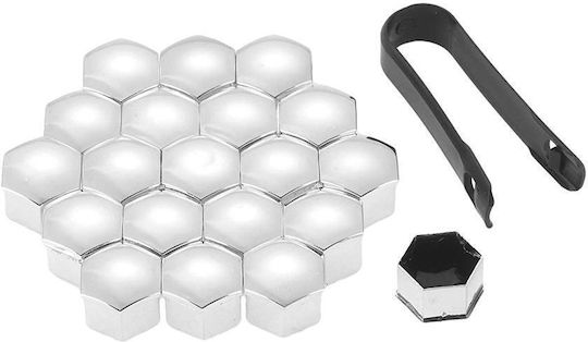 Bolt Caps For Wheels 17mm 20 Pieces Hw-0086 Silver