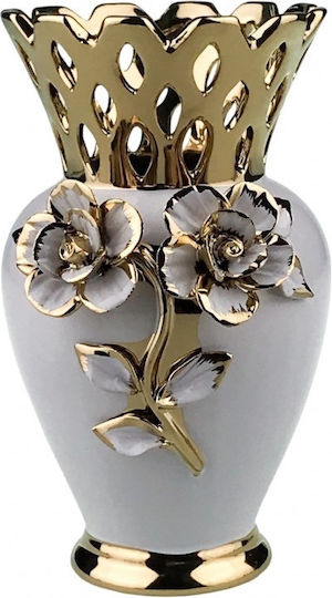 Velve Vază Decorativă Ceramică Albă Φ11xΥ20cm
