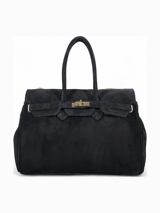 Damentasche Handtasche Schulter Suede Schwarze