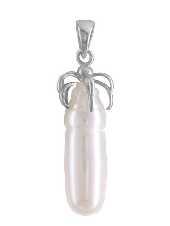 Pendant White Pearl Silver Base 925 G112859a
