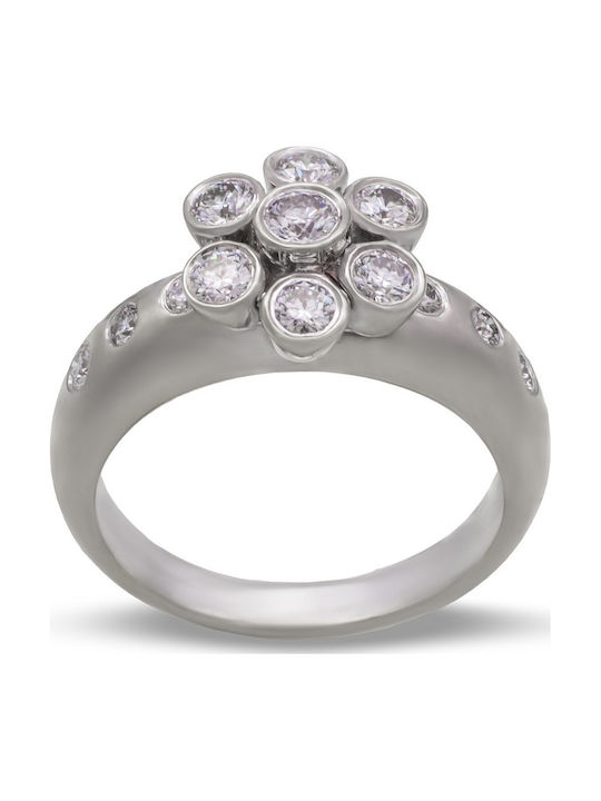 Savvas Design Ring with Diamond made of White gold 18K