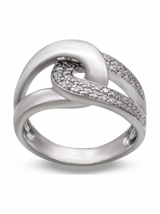 Savvas Design Ring with Diamond made of White gold 18K