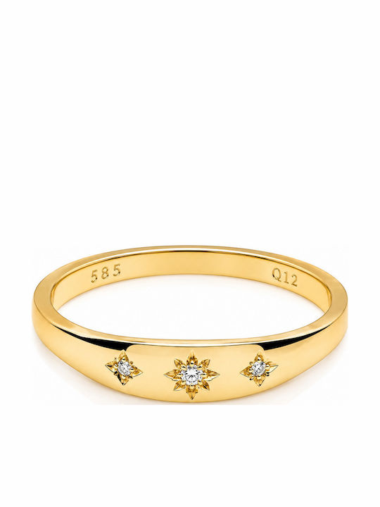 Lunaorocreations Damenring Sterne Zirkon Gelbes Gold