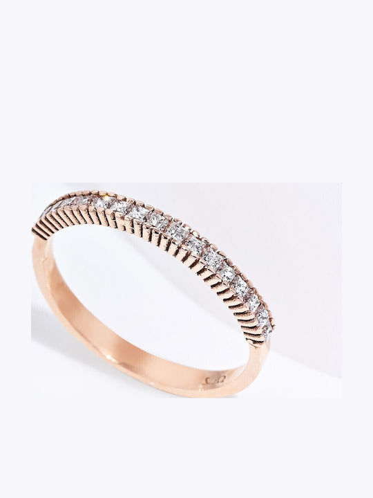 Lunaorocreations Damen Ring Halbe Ewigkeitsringe Mit Steinen Zirkon Gelb Gold 14k