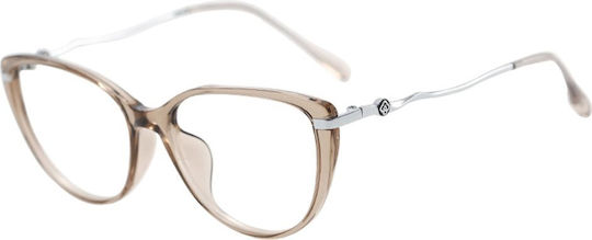 Techsuit Anti-Blue Light Glasses Reflex PC 86162 Women Round TR90 & Metal Frame AC Lens Silver Vanilla