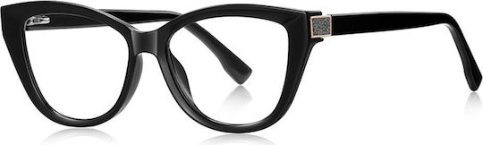 Techsuit Anti-Blue Light Glasses Reflex PC 2276 Women Cat Eye TR90 & Metal Frame AC Lens Black