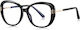 Techsuit Anti-Blue Light Glasses Reflex PC 2265 Women Butterfly TR90 & Metal Frame AC Lens Black Gold