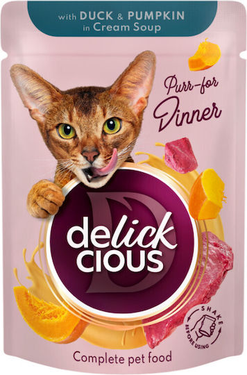Delickcious Мокра Храна за Котки с Патица, Тиква, Meat и Сьомга 85гр