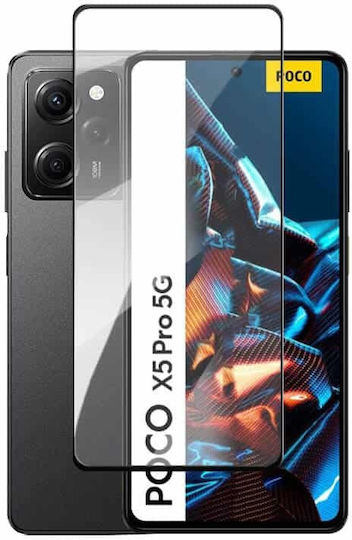 Vollkleber Vollflächig gehärtetes Glas Schwarz (Poco X5 Pro)