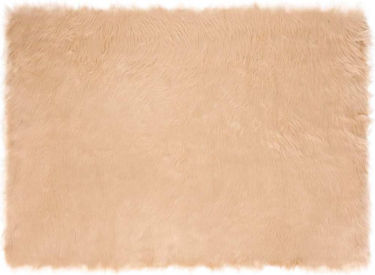 vidaXL Teppich Kamin Rechteckig Leder Beige