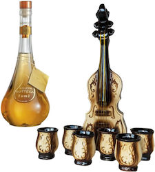 Minibar Sinfonia Set Traditional Drink Violin-Shaped Flask 6 Ceramic Glasses Bottega Fume Grappa