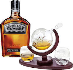 Pachet De Băuturi Jack Daniel’s Gentleman Whisky 0.7l Set Decantor Două Pahare Design Glob Suport Din Lemn Tavă 850 Ml