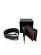Set Leather Men's Wallet Black