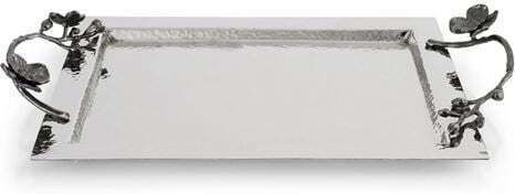 Michael Aram Stainless Steel Rectangular Serving Tray with Handles in Black Color 41x26x5cm 110879 1pcs