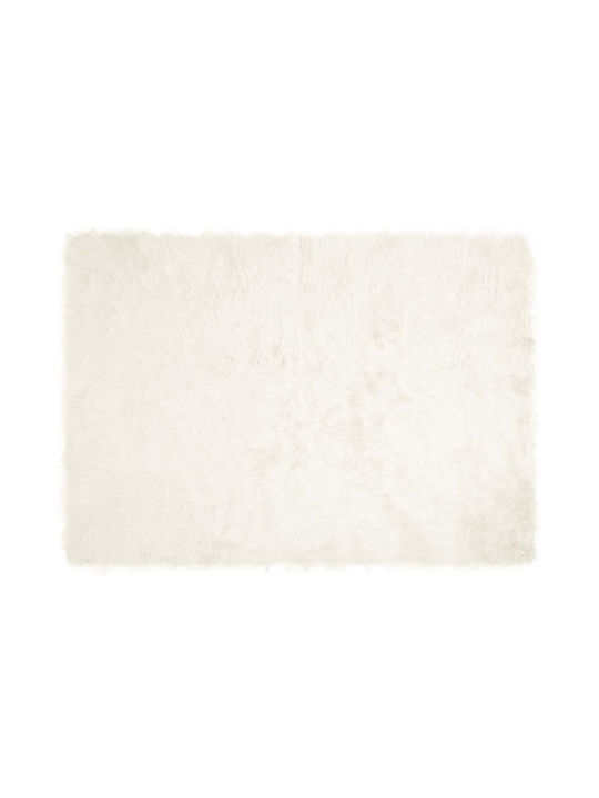 vidaXL Rug Fireplace Rectangular Leather White