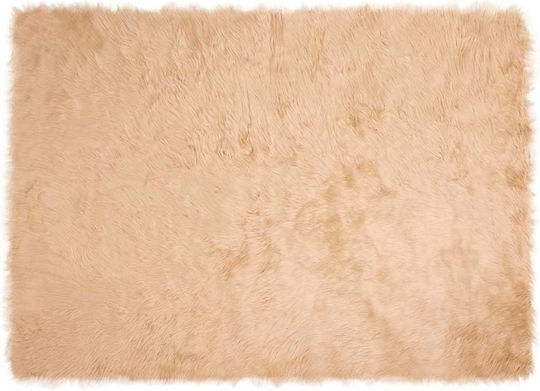 vidaXL Χαλί Τζακιού Ορθογώνιο Δερμάτινο Μπεζ 160x230cm