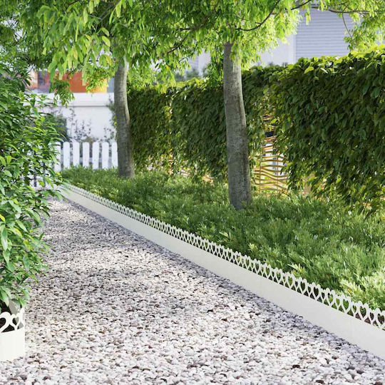 vidaXL Metal Garden Border in White Color 1.03m x 22cm