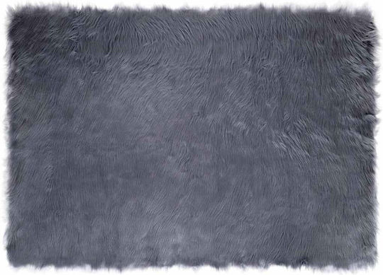 vidaXL Teppich Kamin Rechteckig Leder Charcoal