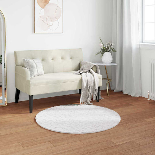vidaXL Covor Rotund Alb