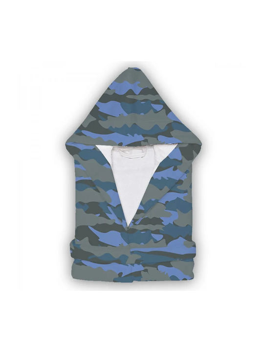Carmel Παιδικό Μπουρνούζι Blue Camouflage με Κουκούλα