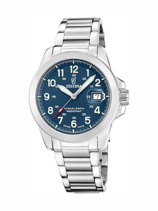 Festina Ανδρικό Ρολόι 41.8mm Μπαταρίας με Ασημί...