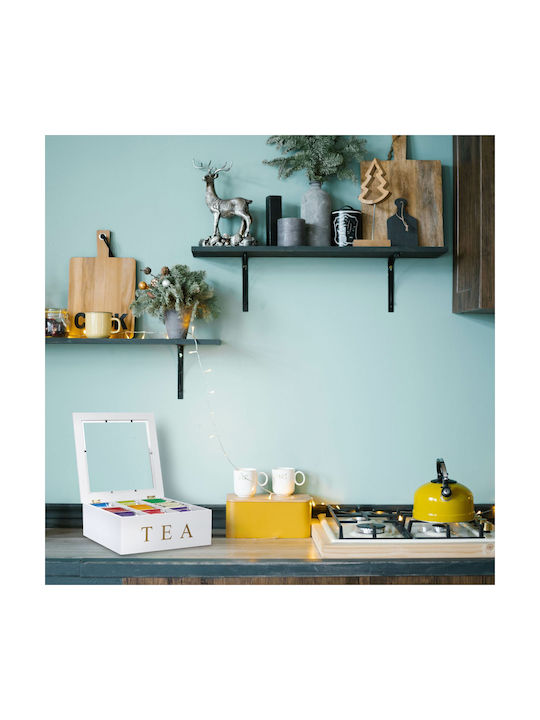 Relaxdays Caseta Pentru Ceai Cu Capac Din Lemn Alb 23,5x9x23,5cm