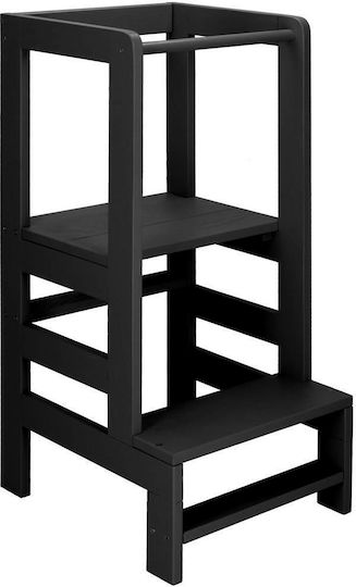 Lernturm aus Holz Schwarz