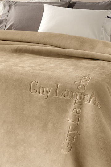 Guy Laroche Лого Одеяло Кадифе Двойно 220x240см Бадем