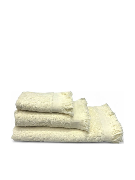 Olia Home Σετ Πετσέτες Μπάνιου 3τμχ Μπεζ Βάρους 500gr/m²