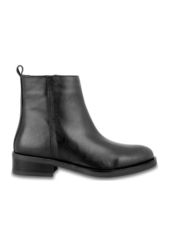 Leder Stiefeletten Damen Schwarz