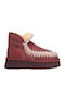 Eskimo 18 Leather Women's Ankle Boots Platform Burgundy