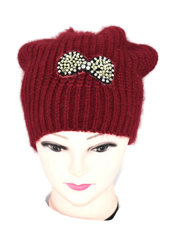 Beanie Beanie Knitted in Burgundy color