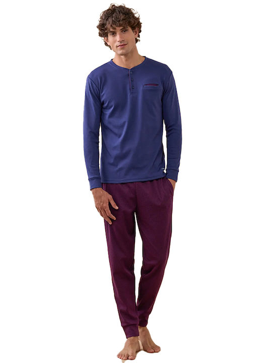 Noidinotte Men's Winter Pajamas Set Blue