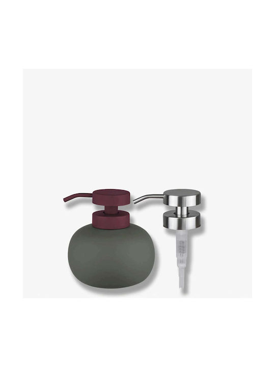 Lotus Play Liquid Soap Dispenser Ceramic Olive Green 2 Burgundy Chrome Pumps Ø11 X H13 Cm Mette Ditmer