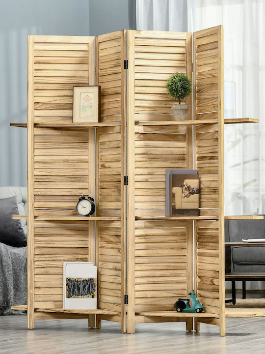 HomCom Διακοσμητικό Παραβάν Ξύλινο με 4 Φύλλα 162x170cm