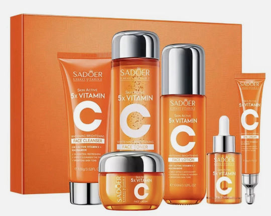 Sadoer 5x Vitamin C Hautpflege-Set für Aufhellung Anti-Aging & Feuchtigkeitsspendend 6Menge