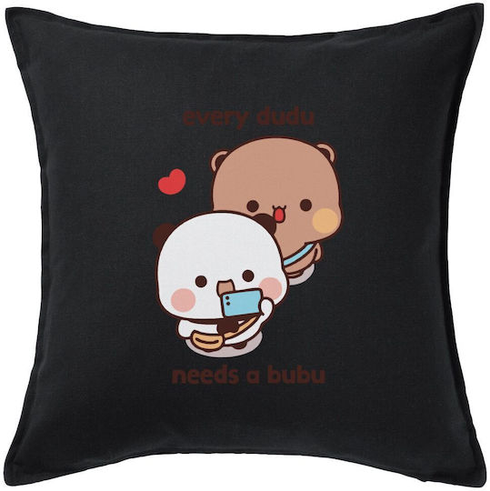 Koupakoupa Μαξιλάρι Καναπέ Every Dudu Needs A Bubu από 100% Βαμβάκι Μαύρο 50x50εκ.