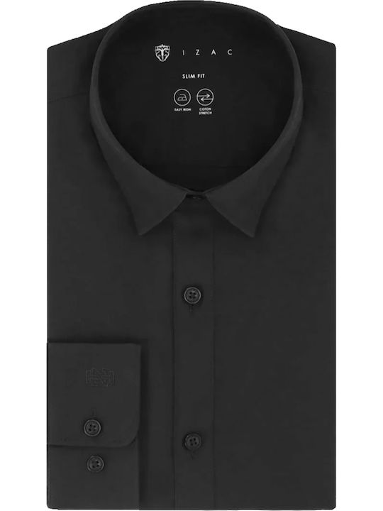 Cu mânecă lungă Bumbac Cămașă în Linie ingusta Black
