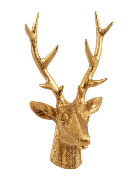 TnS Christmas Reindeer Head Gold Eram 12x8x22cm Polyresin 04.r-25143