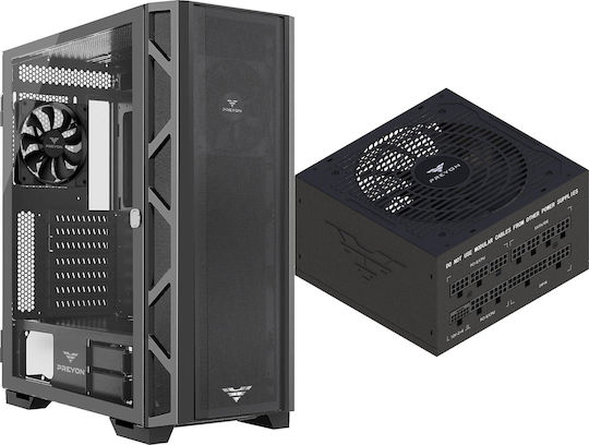 Preyon Nest Meshy+ Gaming Midi-Turm Computergehäuse mit Seitenfenster Schwarz
