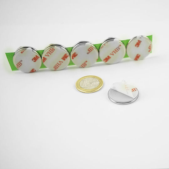Μαγνήτης Δίσκος Φ30x2mm Αυτοκόλλητος Νεοδυμίου Δύναμη Έλξης 6kg