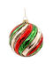 Christmas Glass Ball Gold Green Red Glass Ball Stripes Multicolor Vetur 17863 Ø10 cm
