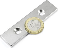 Μαγνήτης Παραλληλεπίπεδος 80x20x4x4.5mm 2 Οπές Φρεζάτες Νεοδυμίου Δύναμη Έλξης 18kg