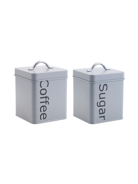 TnS Set of 2pcs Jars General Use with Lid Metallic Gray 11.2x16.5cm