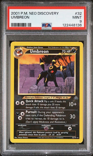 Umbreon Neo Discovery English 2001 #032/075 PSA Mint 9 Pokmon Graded Card  | Skroutz.mt